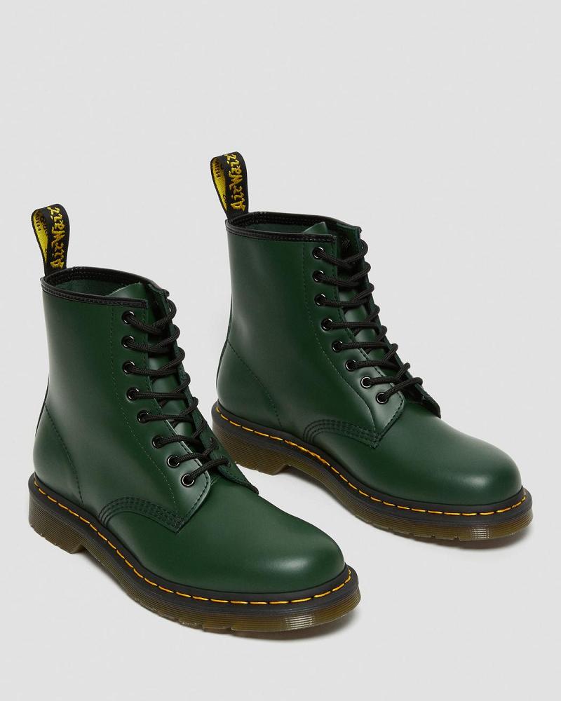 Green Men's Dr Martens 1460 Smooth Leather Lace Up Boots | CA 533MQZ